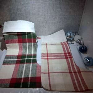 CHRISTMAS STOCKINGS SET of 2 PLAID Skyline Imports BRAND-NEW